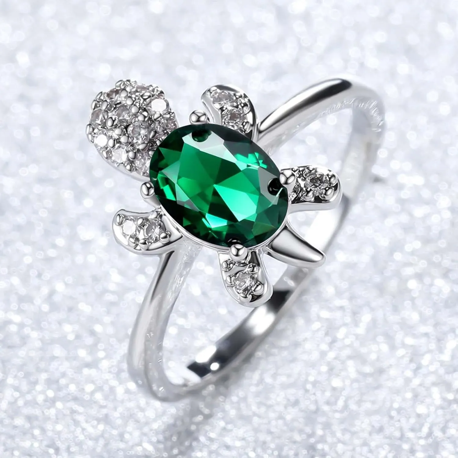 Rings for Women, Rings for Teen Girls Couple Ring Turtle Shape Rhinestones Jewelry Exquisite Bright Luster Ring Mens Rings for New Year Gift Valentine's Day Gift
