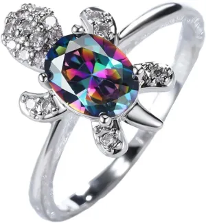 Rings for Women, Rings for Teen Girls Couple Ring Turtle Shape Rhinestones Jewelry Exquisite Bright Luster Ring Mens Rings for New Year Gift Valentine's Day Gift