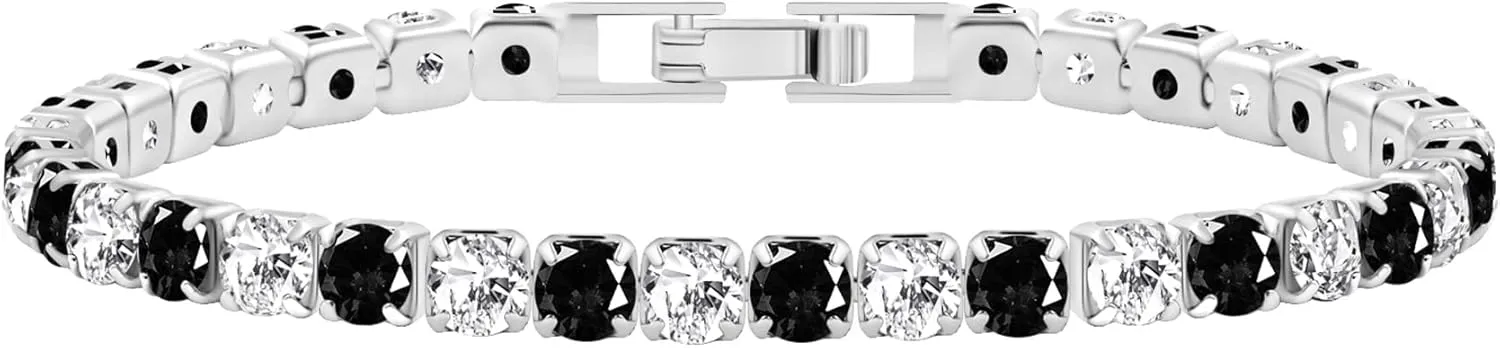 Romantic and Elegant Platinum Plated Tennis Bracelet, Fashionable and Exquisite Bicolor Zircon Women's Jewelry, Anniversary Birthday Gift for Family Friends YA5032