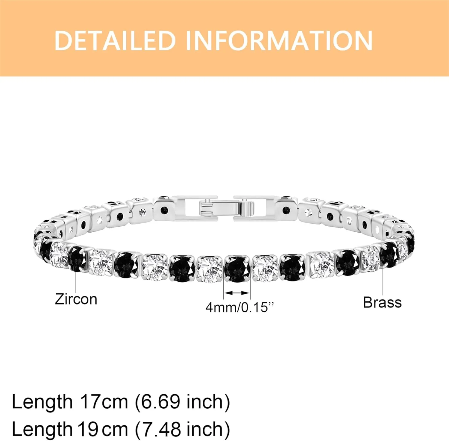 Romantic and Elegant Platinum Plated Tennis Bracelet, Fashionable and Exquisite Bicolor Zircon Women's Jewelry, Anniversary Birthday Gift for Family Friends YA5032