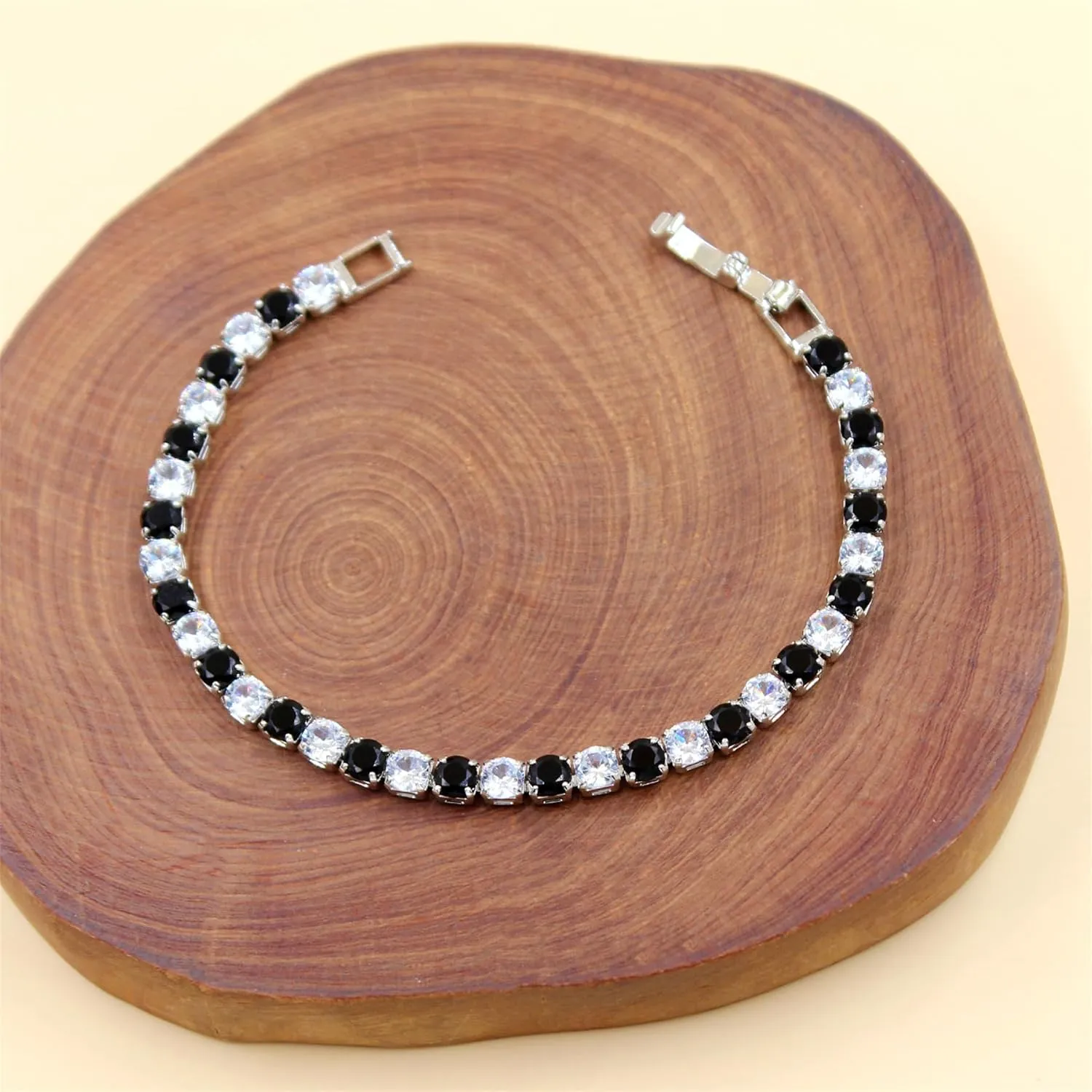 Romantic and Elegant Platinum Plated Tennis Bracelet, Fashionable and Exquisite Bicolor Zircon Women's Jewelry, Anniversary Birthday Gift for Family Friends YA5032
