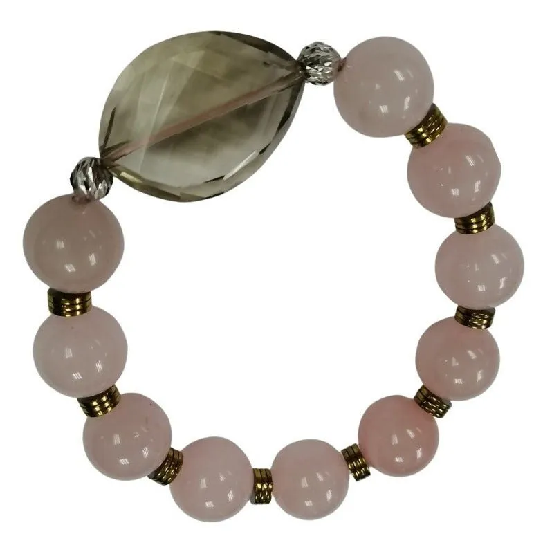 Rose Quartz, Smokey Quartz & Royal Blue Pearl Bracelets | 925 Sterling Silver | Gold Hematite Beads | Women's Fancy Gemstone Jewelry by Pearlz Gallery