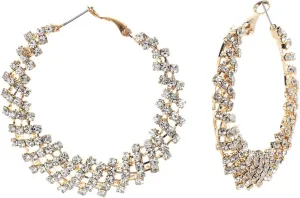 Rosemarie Collections Women's Stunning Crystal Wreath In Gold Tone Side Silhouette Lever Back Hypoallergenic Hoop Earrings, 2"