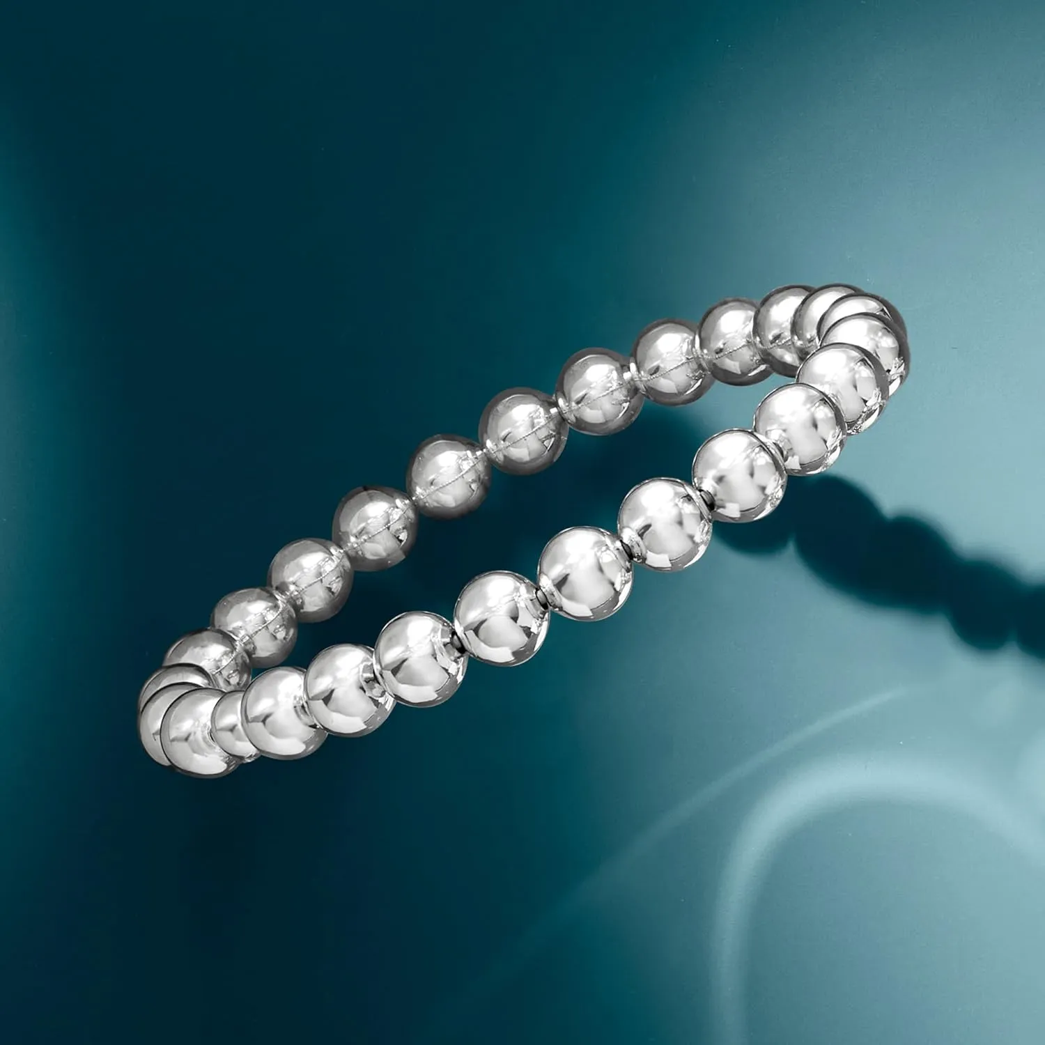Ross-Simons Italian 8mm Sterling Silver Bead Stretch Bracelet