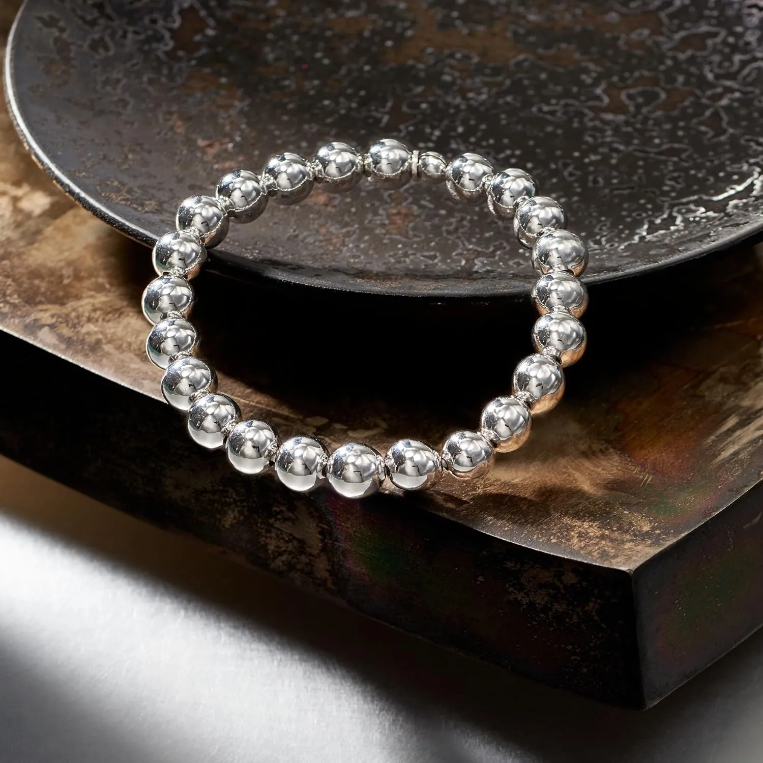 Ross-Simons Italian 8mm Sterling Silver Bead Stretch Bracelet