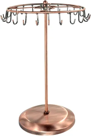 Rotating Necklace Holder Jewelry Organizer Display Stand 14-Inch with 23 Hooks Copper
