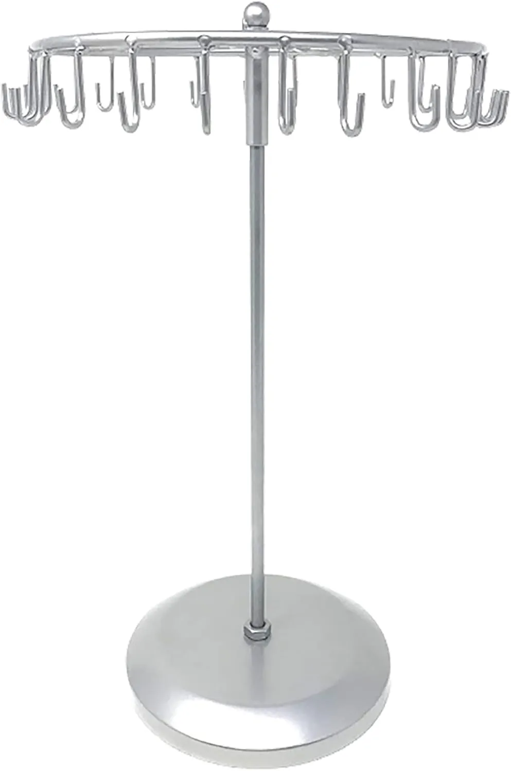 Rotating Necklace Holder Jewelry Organizer Display Stand 14-Inch with 23 Hooks (sliver)