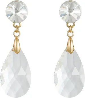 Round and Teardrop Crystal Stud Dangle Earrings Hypoallergenic Gold Plated Birthstone Drop Earrings Trendy Evening Prom Pageant Jewelry Gift for Women