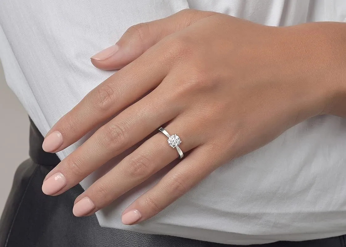 Round Cut Moissanite Engagement Rings for women Platinum Plated Silver Ring 5 Style Moissanite Rings