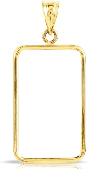 Roy Rose Jewelry 14K Gold Tab Back Frame Pendant for Swiss Pamp Suisse Credit Bar | Open Bezel for Jewelry Making, Gold Charms, Necklace Charms, and Bezels for Crafting & Accessories