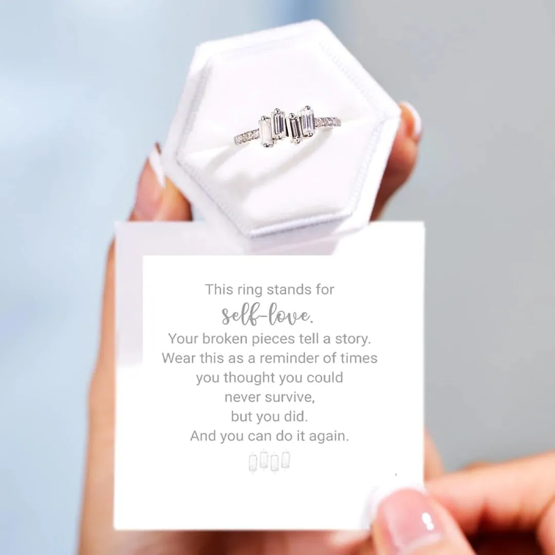SELF-LOVE MULTI STONES RING,Irregular Beautifully Broken Multi-Stones Self-Love Ring, Zircon Inlaid Inspirational Ring,A Self-Reminder Ring Jewelry for Women,men,Friends