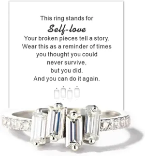 SELF-LOVE MULTI STONES RING,Irregular Beautifully Broken Multi-Stones Self-Love Ring, Zircon Inlaid Inspirational Ring,A Self-Reminder Ring Jewelry for Women,men,Friends