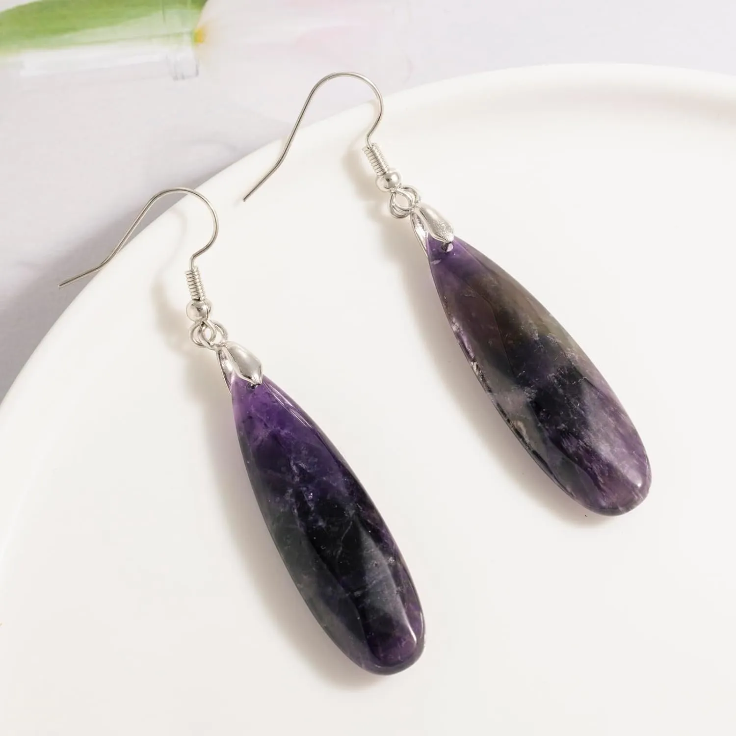 SELOVO Teardrop Stone Earrings for Women Trendy Teardrop Dangle Earrings Fishhook Drop Earrings