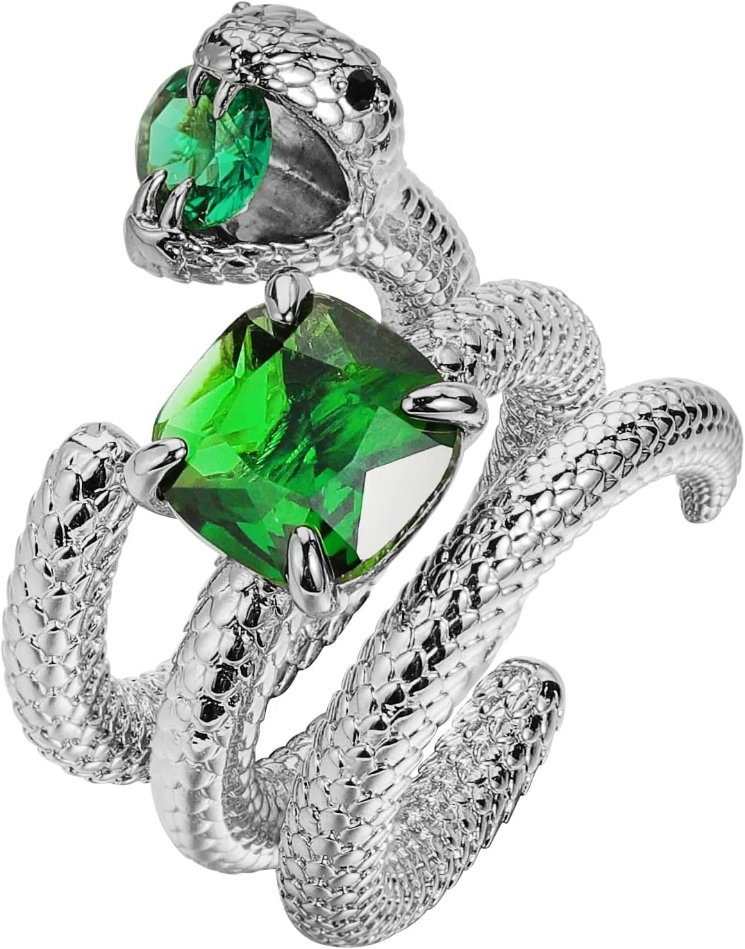 SERPENT RING WITH GREEN STONES Crystal Snake Ring, Gold Stackable Fashion Rings Set For Women's Cubic Zirconia Snake Rings Trendy Jewelry Gifts