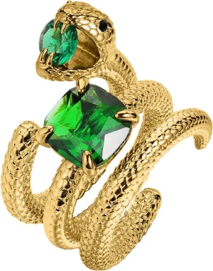 SERPENT RING WITH GREEN STONES Crystal Snake Ring, Gold Stackable Fashion Rings Set For Women's Cubic Zirconia Snake Rings Trendy Jewelry Gifts