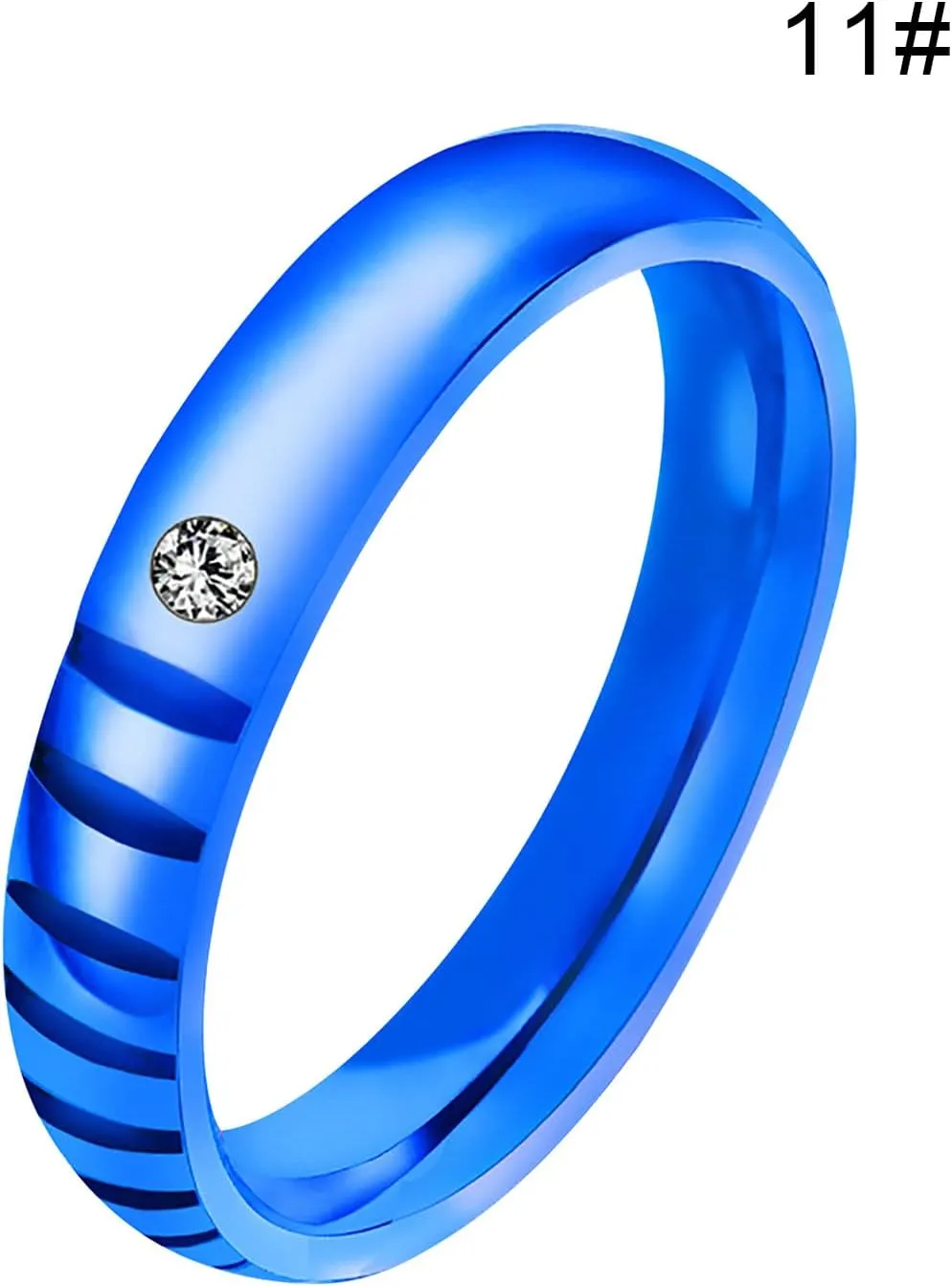 SHANGMAOYO Titanium Steel Blue Couple Ring Jewelry Birthday Proposal Gift Bridal Engagement Party Ring Toe Ring Sets Mood Ring Set Rings (Color : D, Size : One Size)