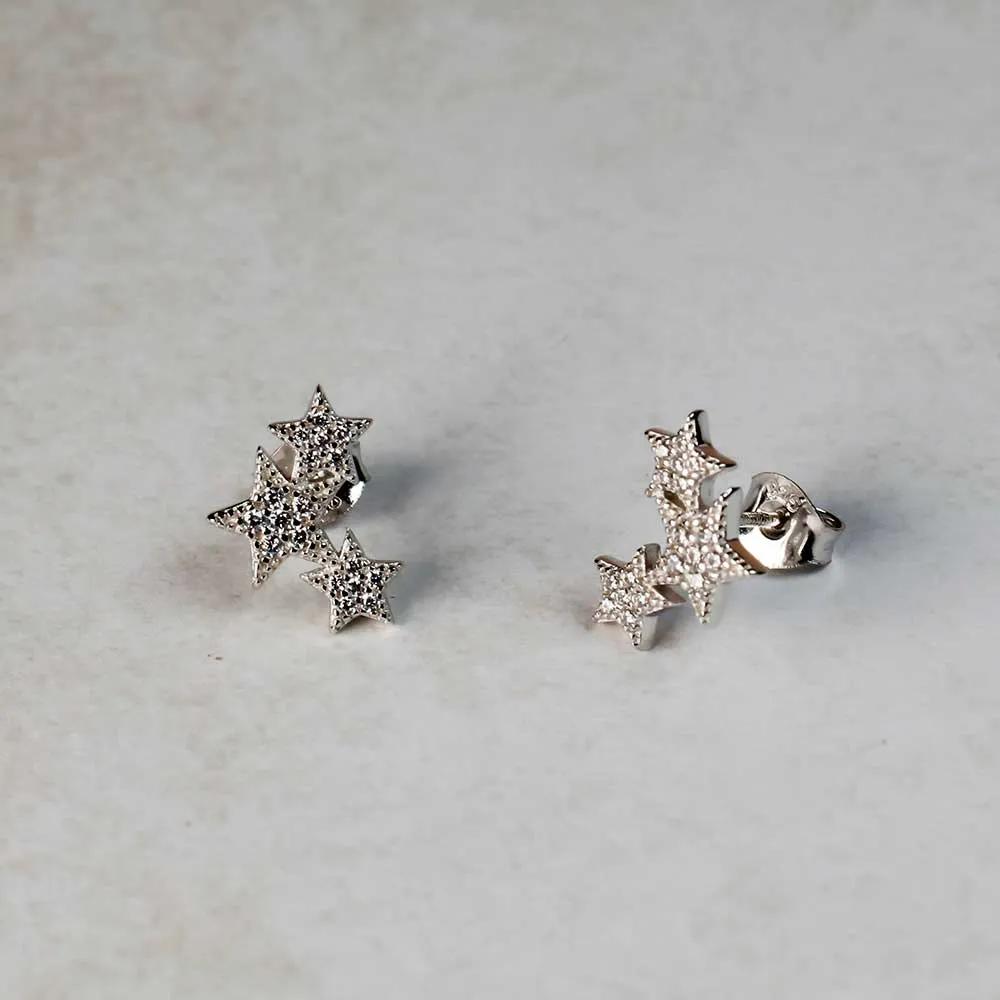 Silver & Pavé Star Cluster Studs