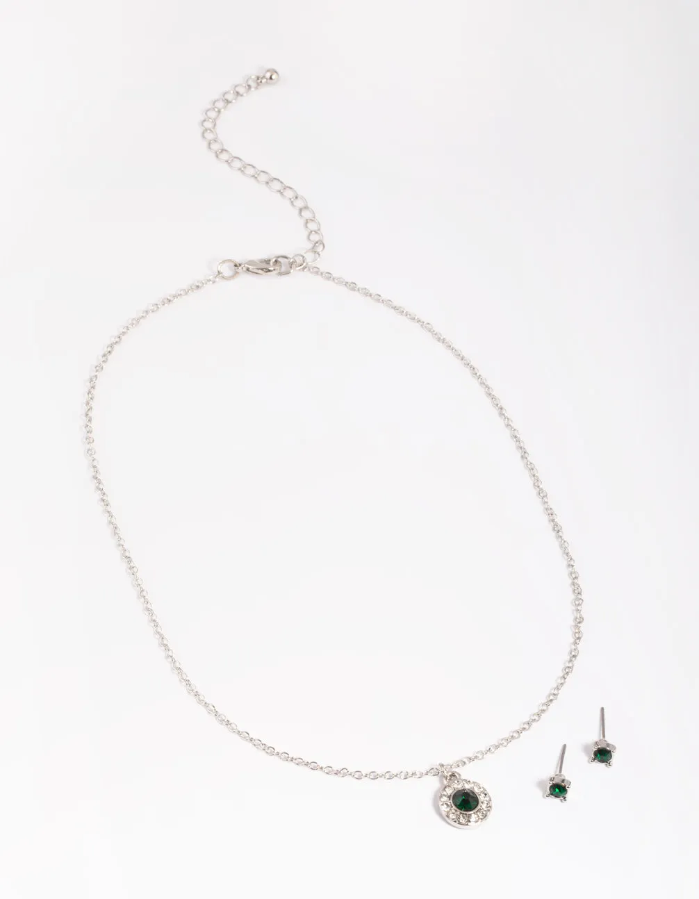 Silver Diamante Necklace & Earrings Set