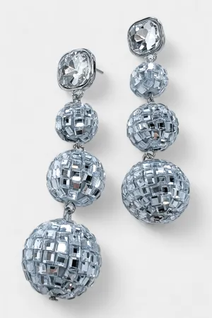 Silver Disco Ball Dangle Earrings