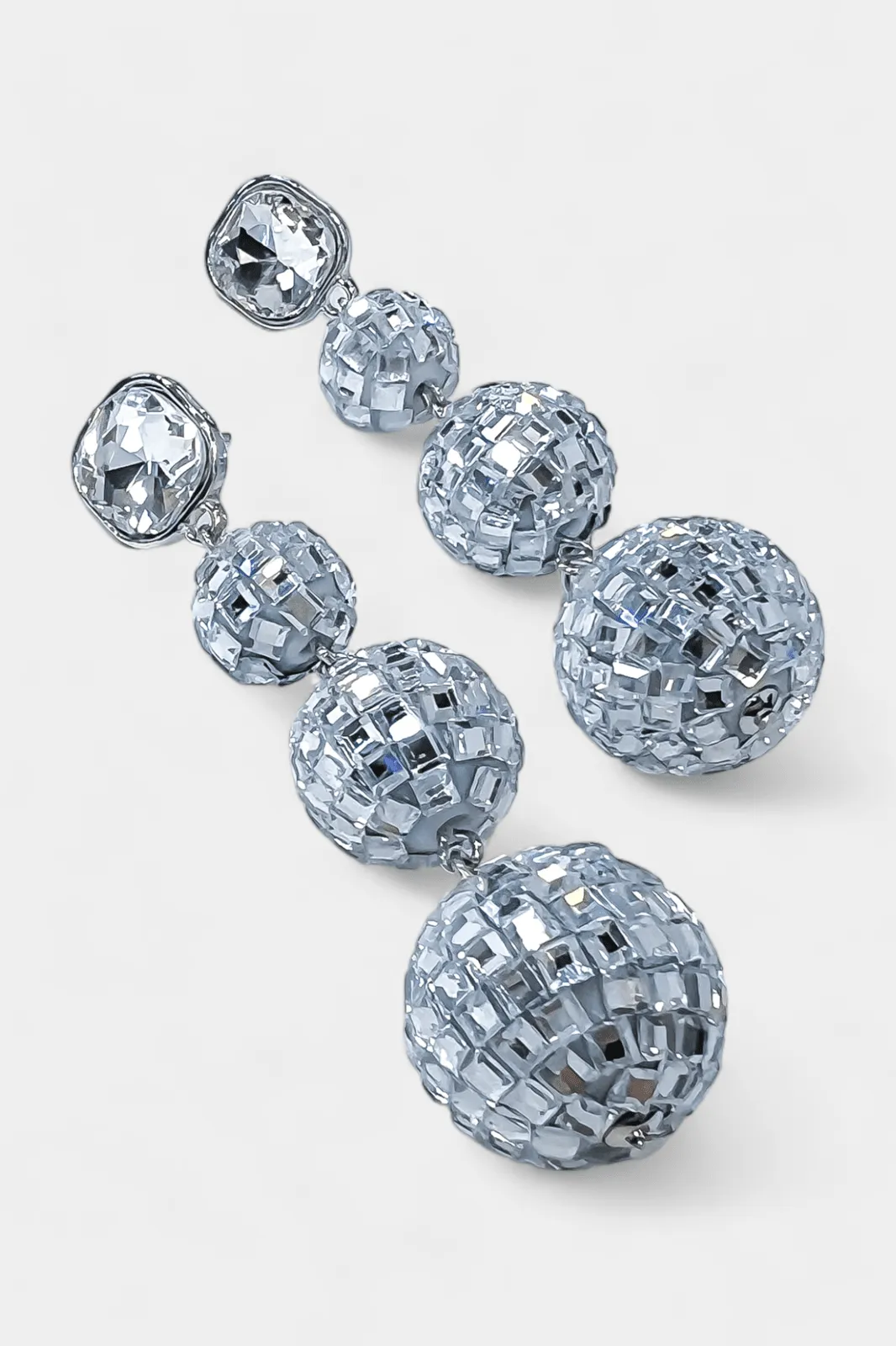 Silver Disco Ball Dangle Earrings