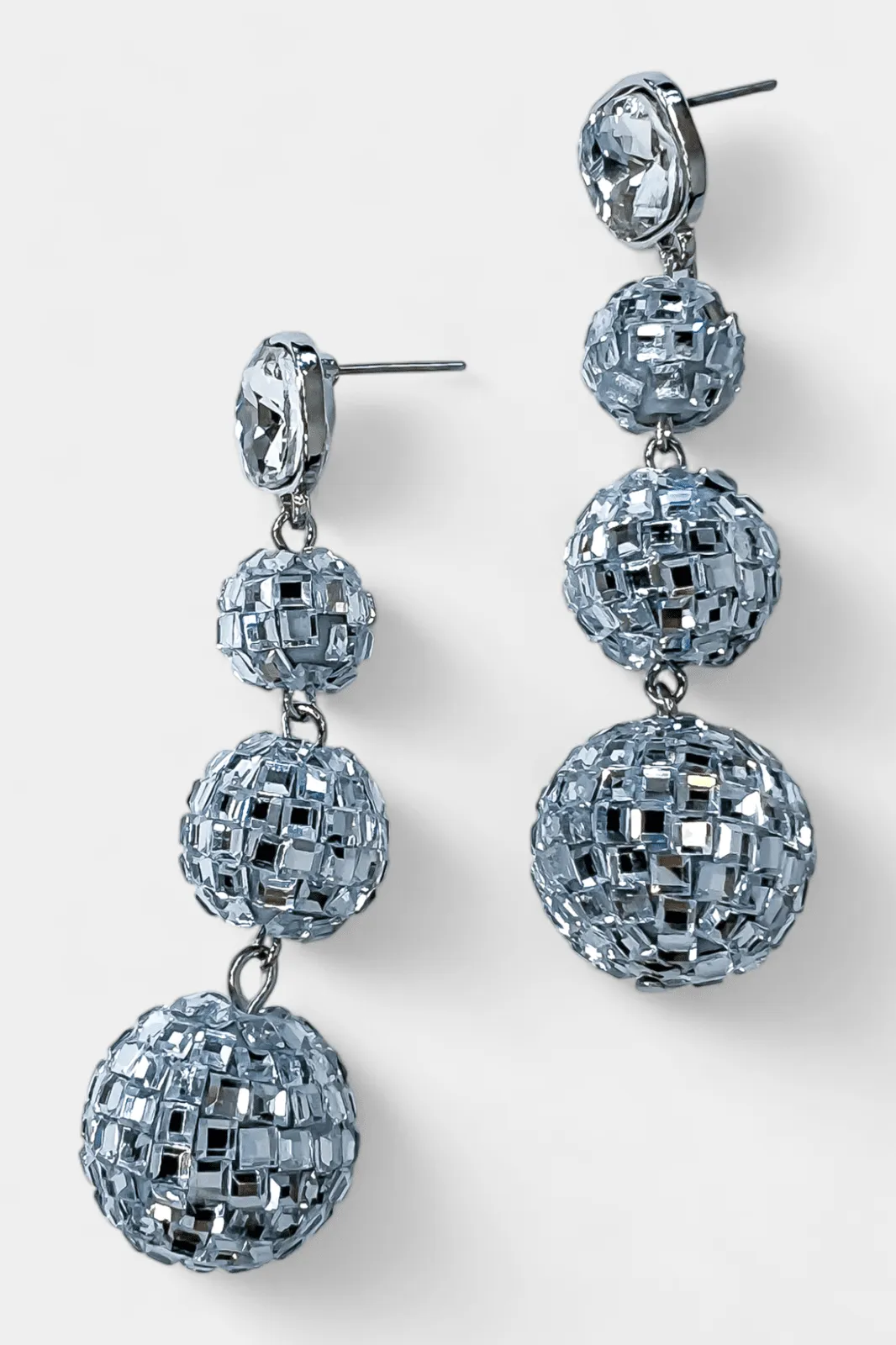 Silver Disco Ball Dangle Earrings