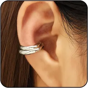 Silver Ear Cuffs for Women Non Piercing Cubic Zirconia Sparkling Huggie Ear Cuff Earrings Gold Cuff Fake Earrings Cartilage Earrings