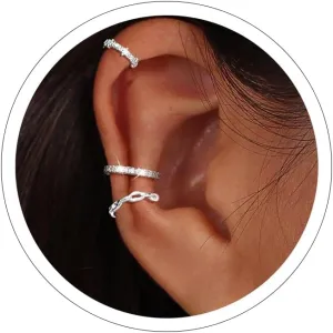 Silver Ear Cuffs for Women Non Piercing Cubic Zirconia Sparkling Huggie Ear Cuff Earrings Gold Cuff Fake Earrings Cartilage Earrings