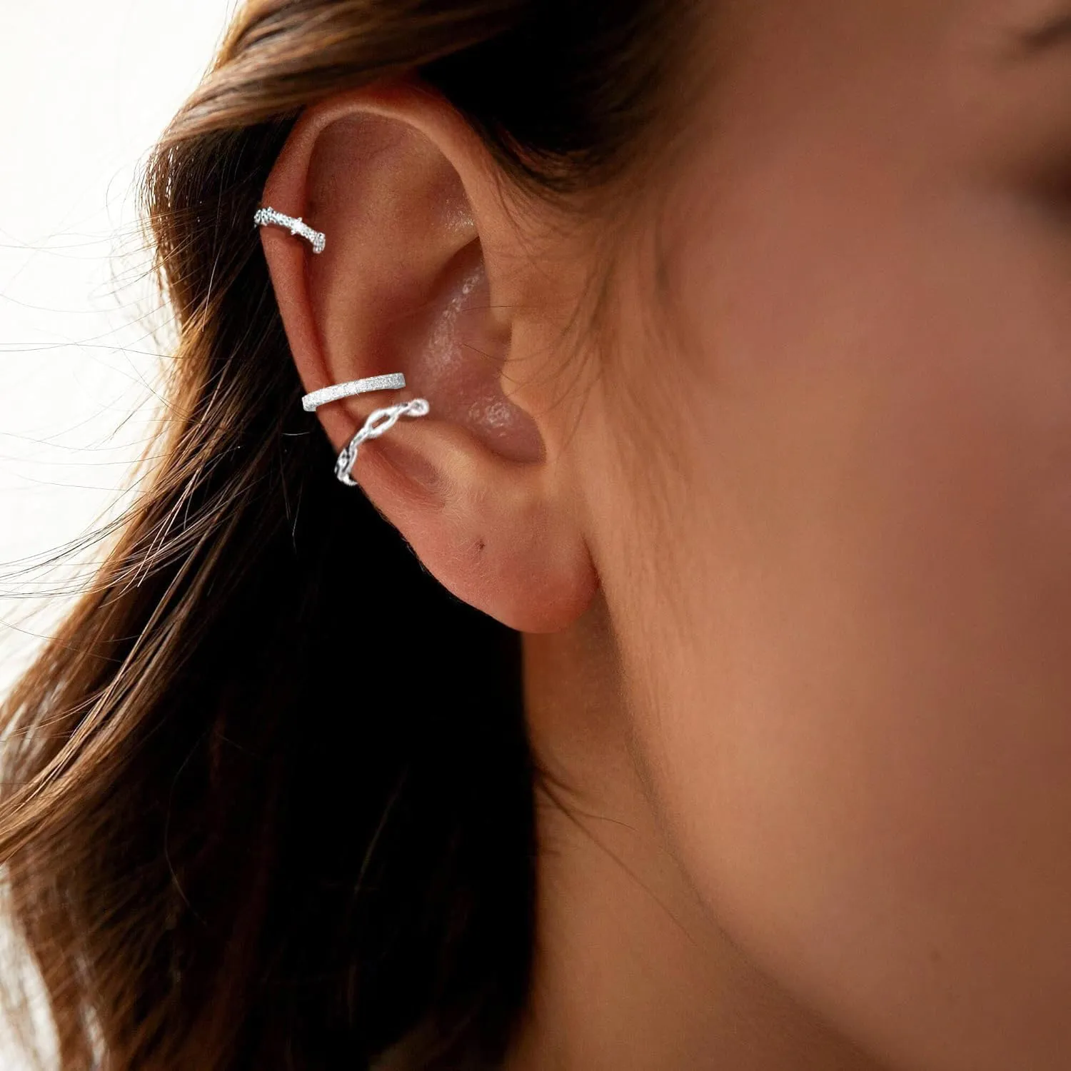 Silver Ear Cuffs for Women Non Piercing Cubic Zirconia Sparkling Huggie Ear Cuff Earrings Gold Cuff Fake Earrings Cartilage Earrings