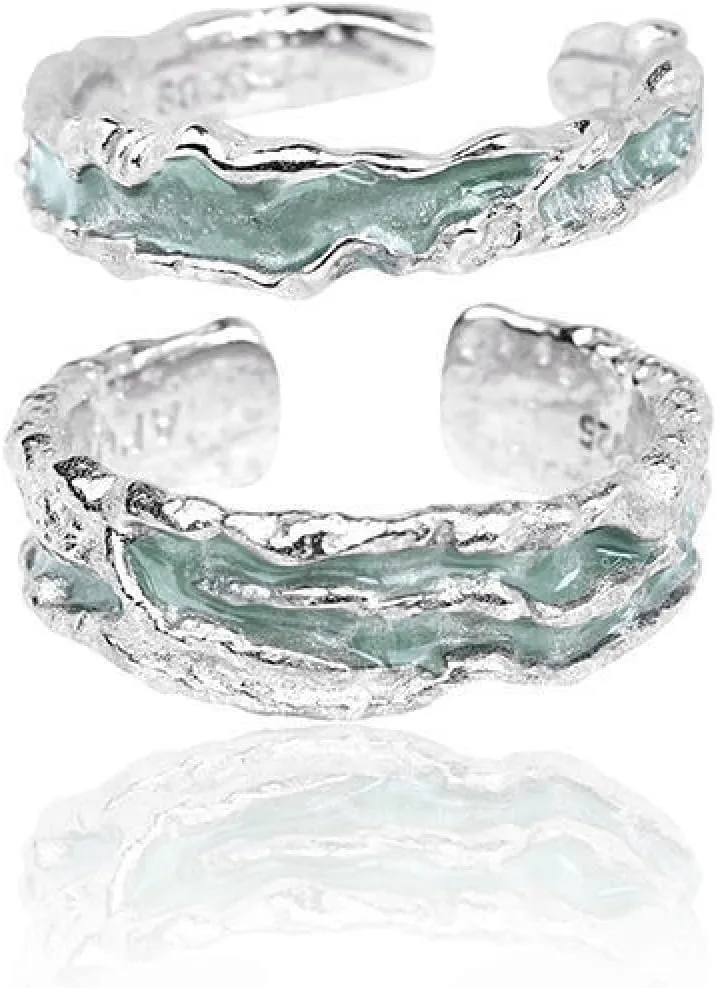 Silver Fashion Irregular Opening Couple Ring for Women Men Trendy Adjustable Finger Ring Lovers Jewelry Gift,1pc for Women,Resizable