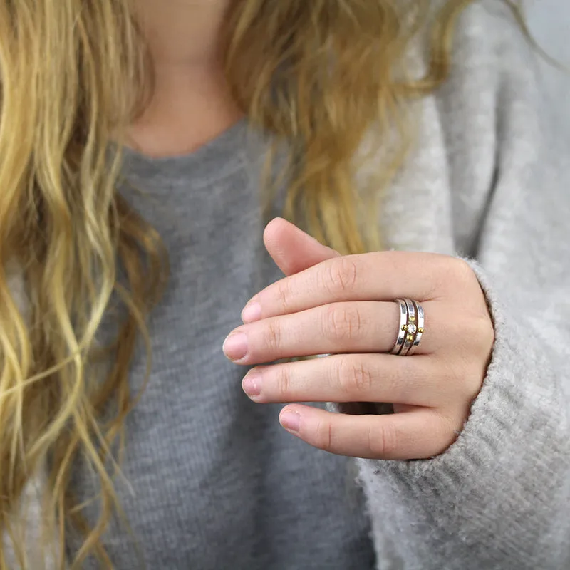 Silver Peridot Stacking Rings Set