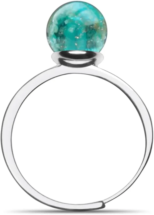 Silver Plated Ring for Women Firefly Bead Glow in the Dark Ring Adjustable Rings Minimalist Open Finger Rings