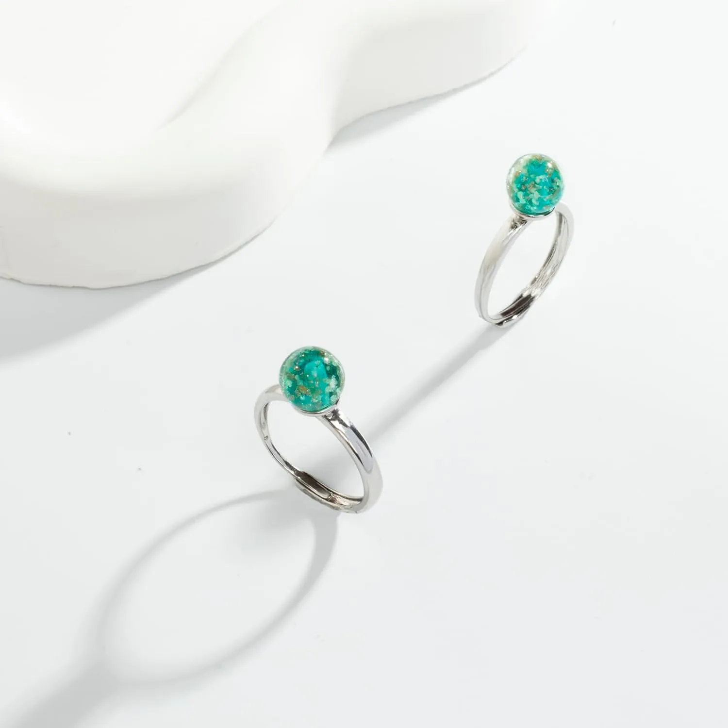 Silver Plated Ring for Women Firefly Bead Glow in the Dark Ring Adjustable Rings Minimalist Open Finger Rings