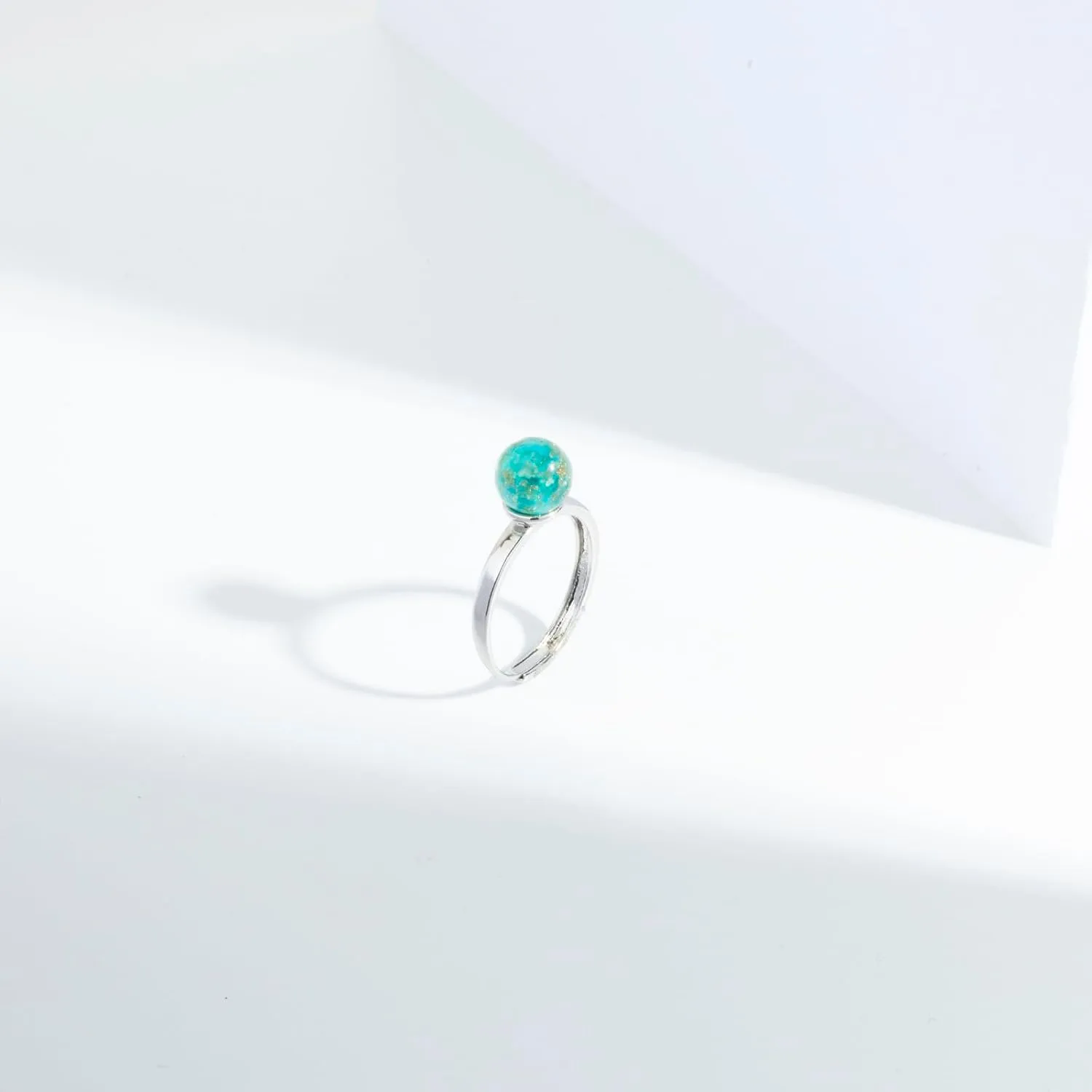 Silver Plated Ring for Women Firefly Bead Glow in the Dark Ring Adjustable Rings Minimalist Open Finger Rings