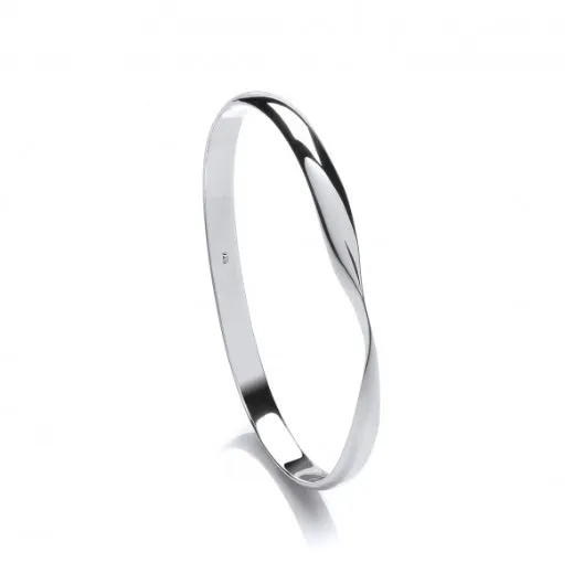 Silver single twist bangle