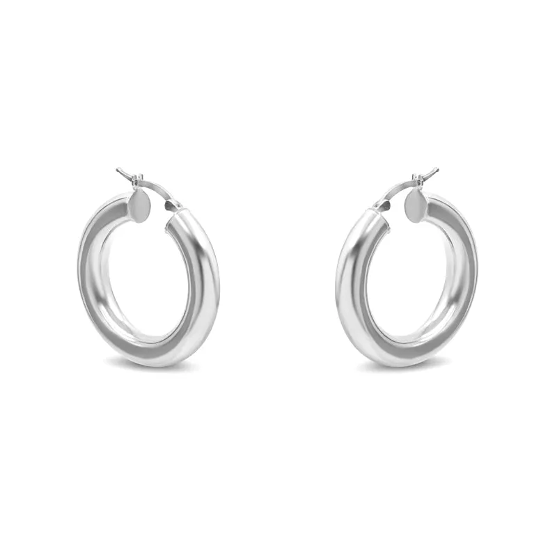 Silver Wide Round Gold Hoops