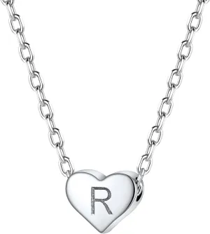 SILVERCUTE Tiny Initial Necklaces 925 Sterling Silver Letter A-Z Letter Pendant for Women Lovers Heart Choker Necklace 16" 2"