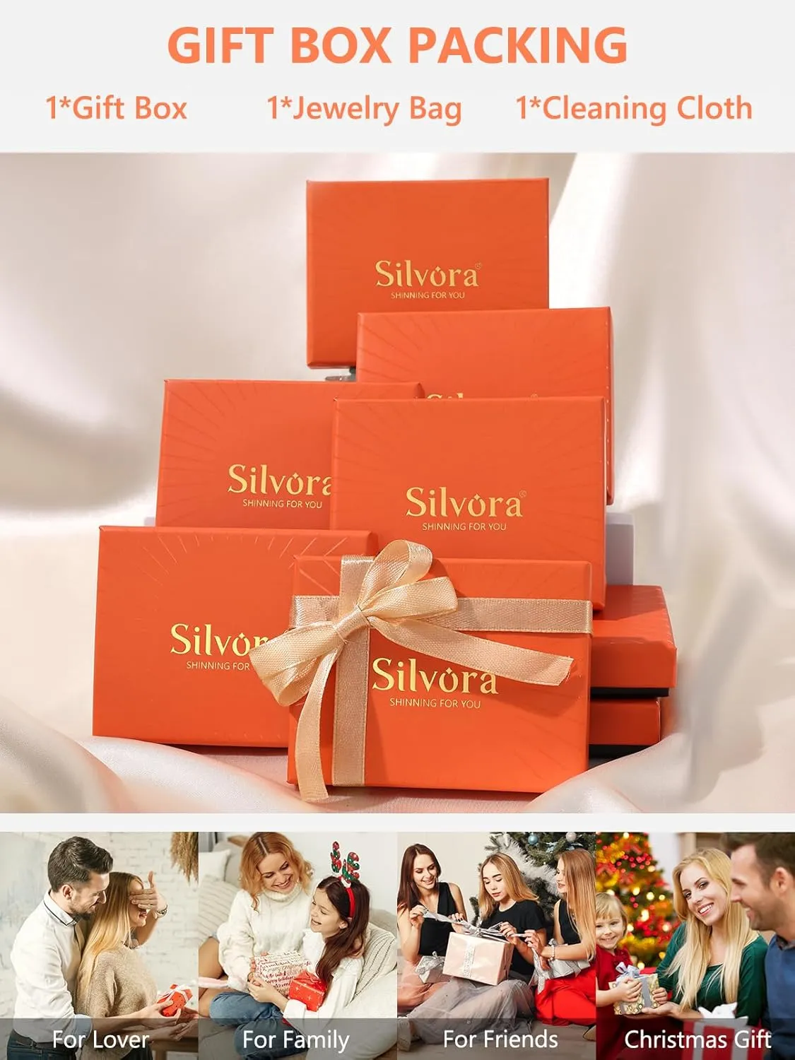 Silvora 925 Sterling Silver Princess Cut Sparkling Birthstone Stud Earrings for Women, Come with Box