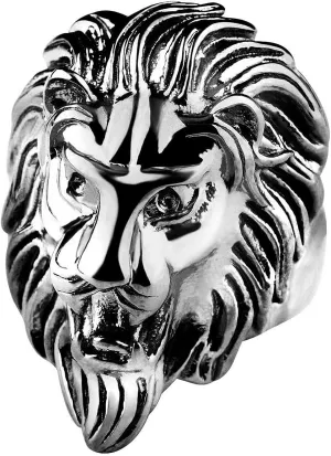 Simba Lion King Rings for men 3D Lion Head Gold Plated Biker 316 Stainless Steel Rings Iced Out Jewelry Punk Ring Hip Hop Heavy Metal Cocktail Party Ring Vintage Animal mens fashion rings