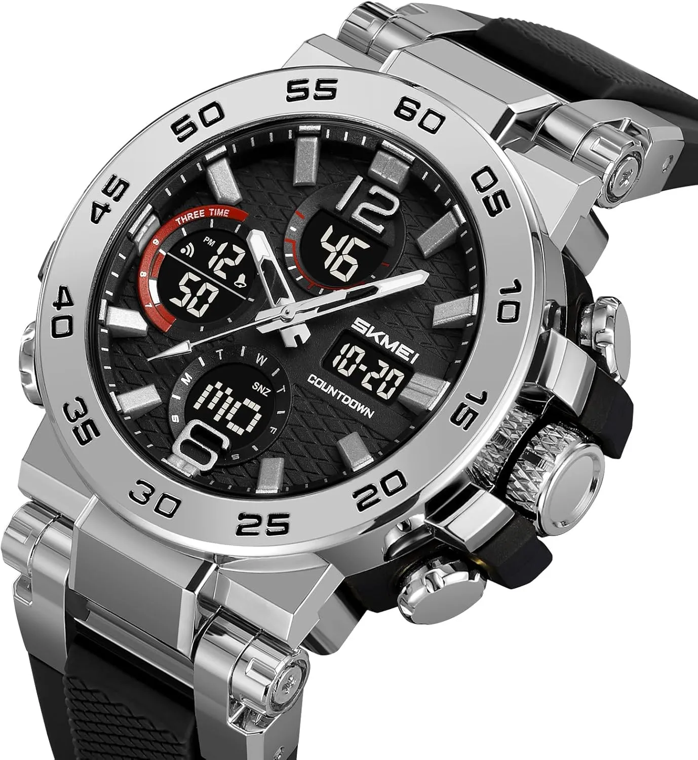 SKMEI 2499 Sports Watch Stylish Digital Watch with Waterproof Alarm Triple Time Zone Display