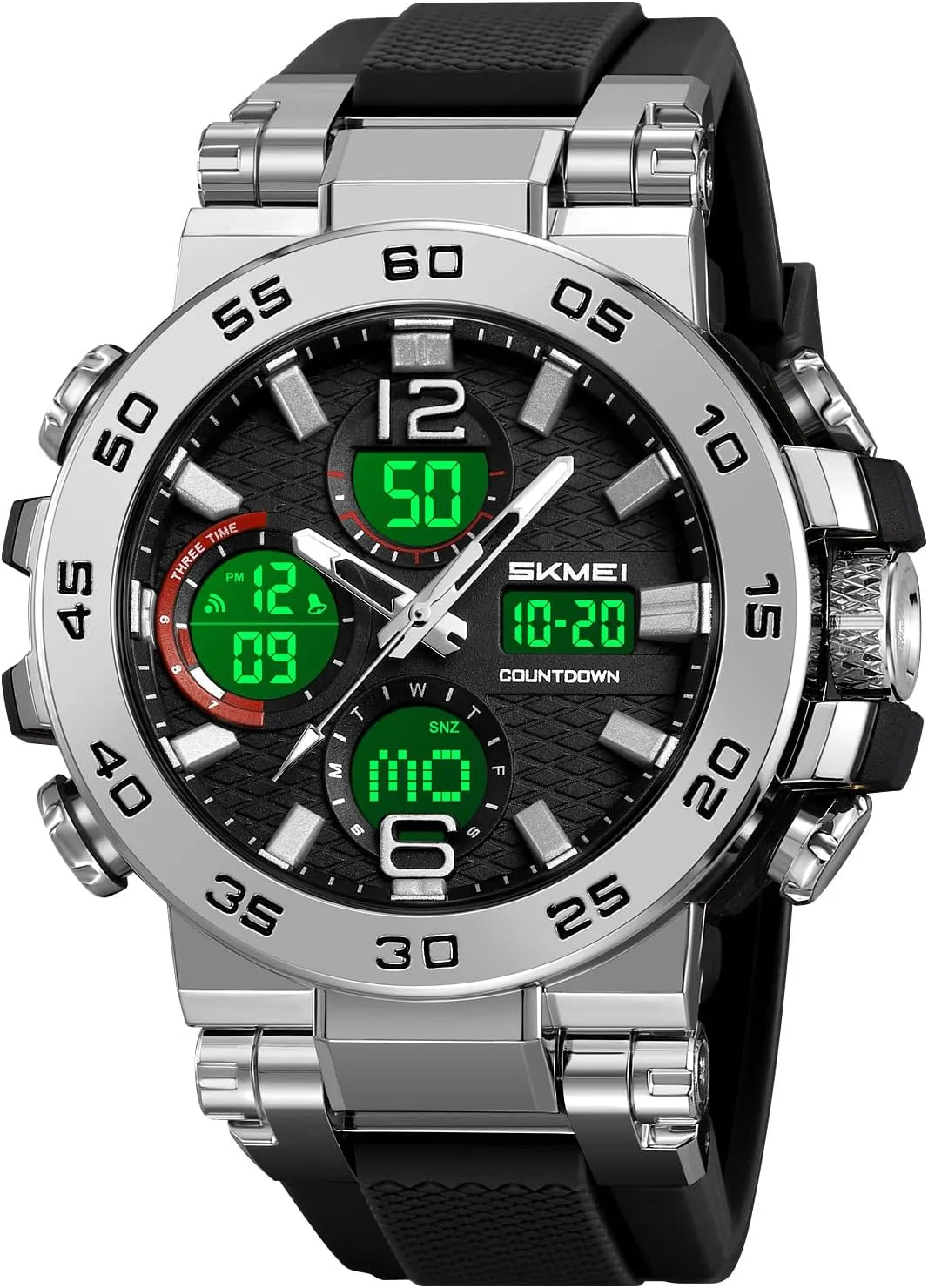 SKMEI 2499 Sports Watch Stylish Digital Watch with Waterproof Alarm Triple Time Zone Display