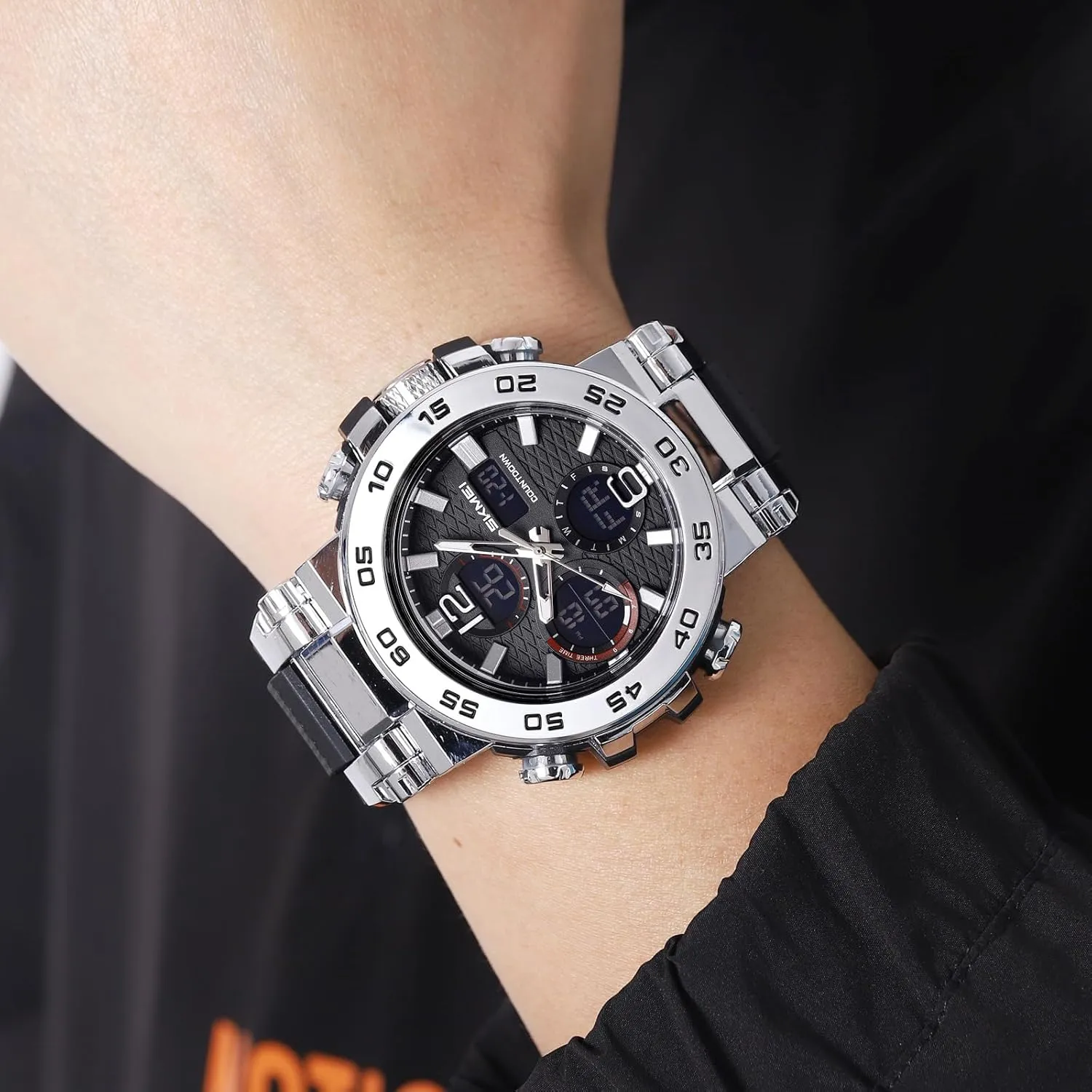 SKMEI 2499 Sports Watch Stylish Digital Watch with Waterproof Alarm Triple Time Zone Display