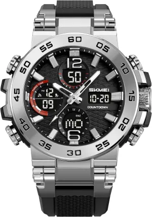 SKMEI 2499 Sports Watch Stylish Digital Watch with Waterproof Alarm Triple Time Zone Display