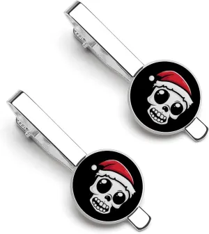 Skull Christmas Tie Clip Tack Pins Cufflinks Necktie Bar Pinch Business Wedding Clothing Accessories for Men Women