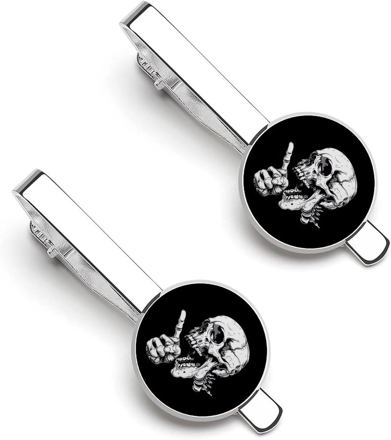Skull with Hand Skeleton Tie Clip Tack Pins Cufflinks Necktie Bar Pinch Business Wedding Clothing Accessories for Men Women
