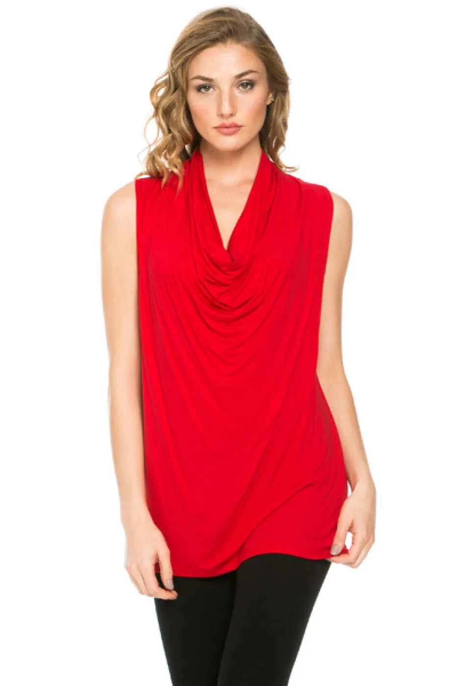 Sleeveless Cowl Neck Tunic Top