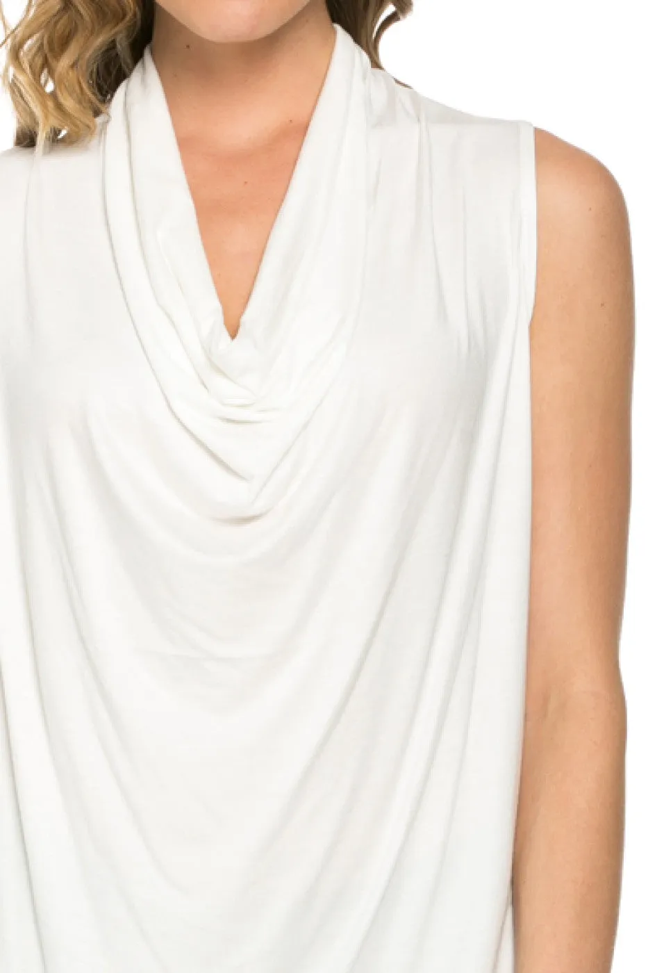 Sleeveless Cowl Neck Tunic Top
