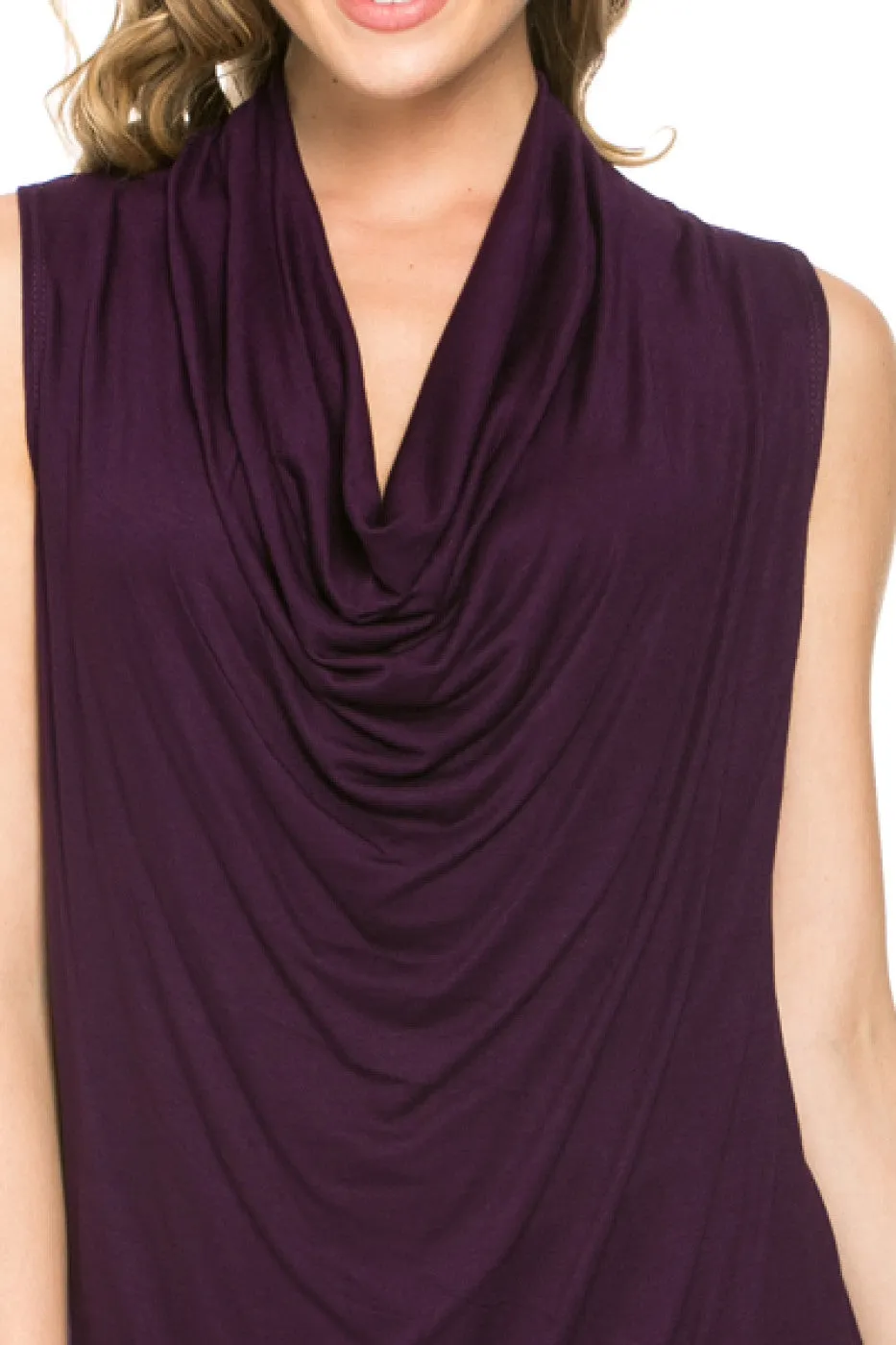Sleeveless Cowl Neck Tunic Top