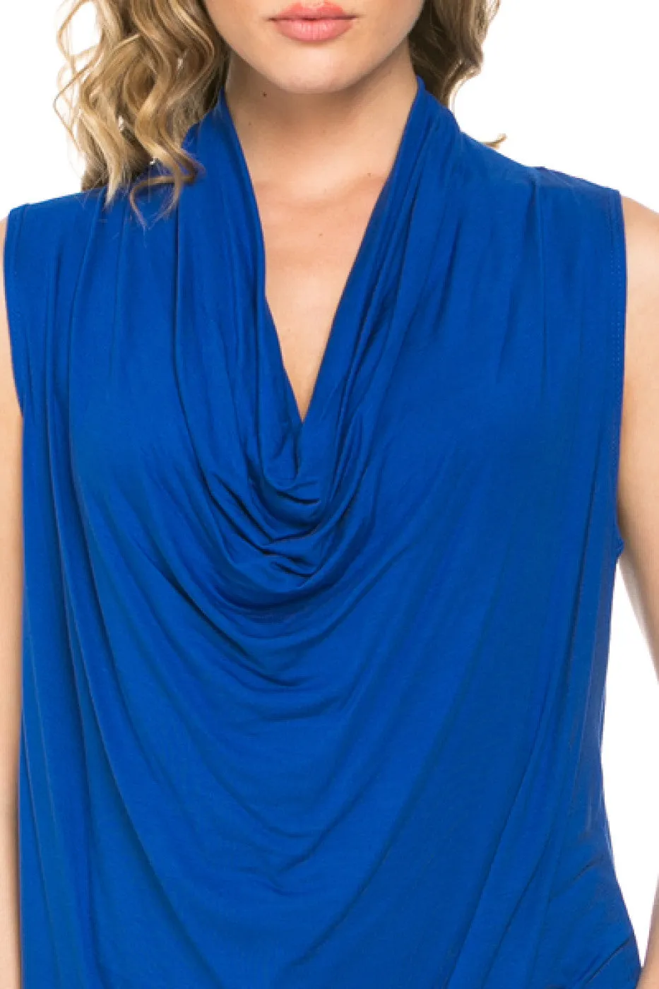 Sleeveless Cowl Neck Tunic Top