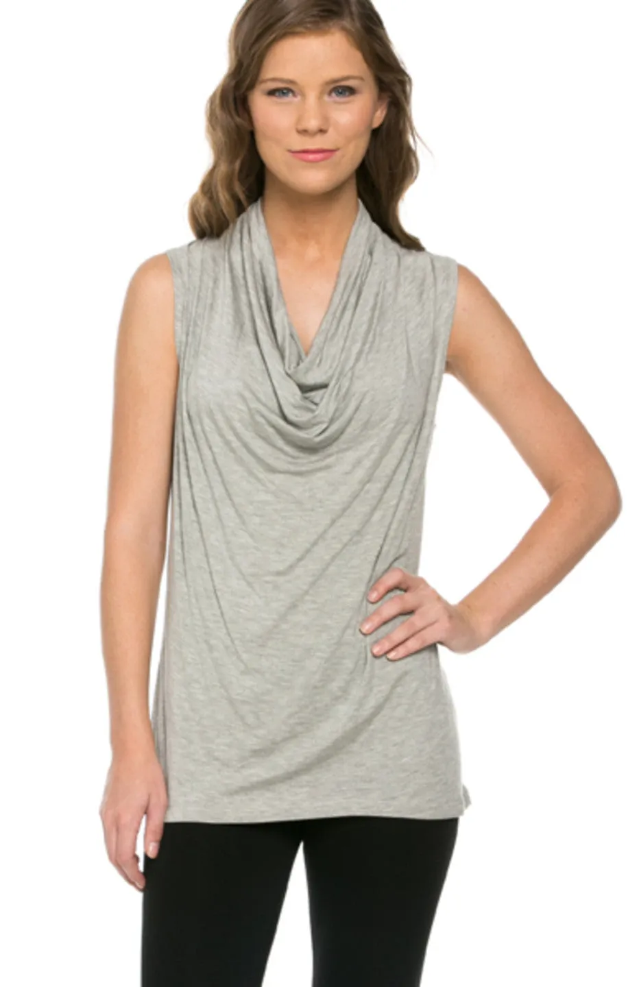 Sleeveless Cowl Neck Tunic Top