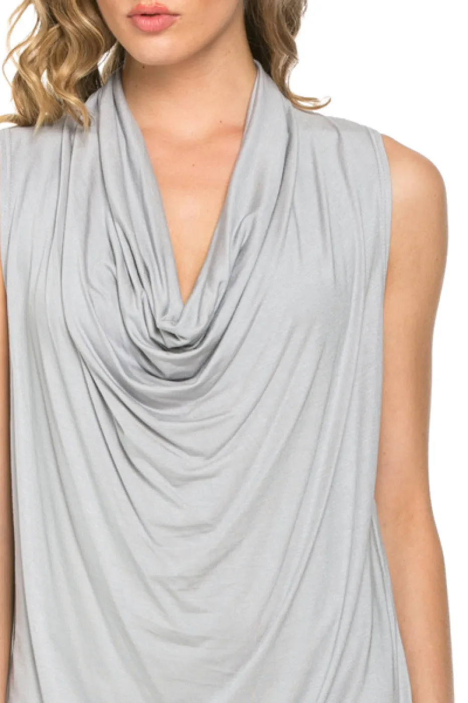 Sleeveless Cowl Neck Tunic Top